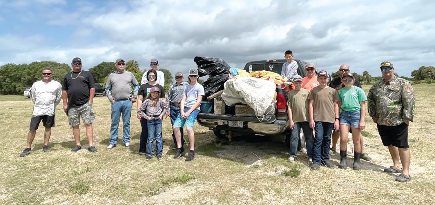 Okeechobee Sharpshooters 4-H Club held their annual Lake Okeechobee cleanup with Lake O Airboat Association (LOAA) at the Okee-Tantie Airboat Launch.